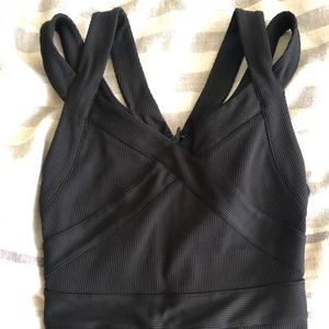 Armani Exchange LBD XS black ribbed midi